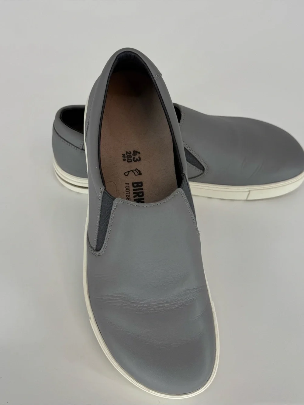Birkenstock Men's Slip-On Loafer - Gray Leather Size 10.5
